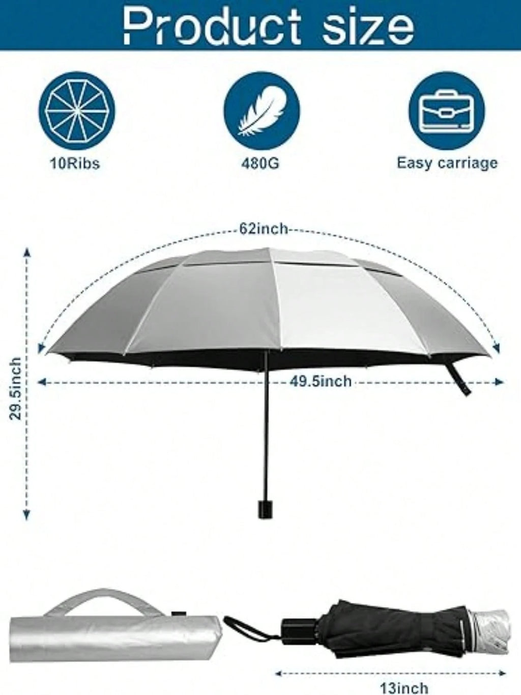 62 Inch Extra Oversize Golf Umbrella